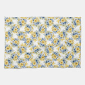 LINGE DE CUISINE LIGNES DE FLEURS BLANCHES JAUNES BLANCHES PETITES (Horizontal)