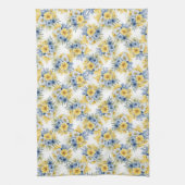 LINGE DE CUISINE LIGNES DE FLEURS BLANCHES JAUNES BLANCHES PETITES (Vertical)