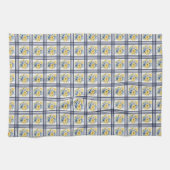 LINGE DE CUISINE LIGNES DE FLEURS BLANCHES JAUNES BLANCHES PETITES (Horizontal)