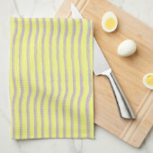 Linge De Cuisine Lignes dentées grises sur jaune. (Quart Plié)