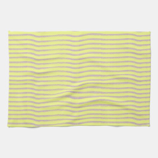 Linge De Cuisine Lignes dentées grises sur jaune. (Horizontal)