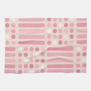 Linge De Cuisine Lignes du milieu du siècle Cercles Vanille rose