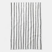 Linge De Cuisine Lignes Encre Chic Main Tirée Bandes Noir & Blanc (Vertical)