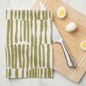 Linge De Cuisine Lignes géométriques abstraites vert olive unique c (Quart Plié)