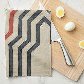 Linge De Cuisine Lignes graphiques orange et bleu (Quart Plié)