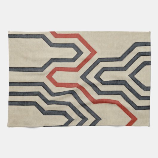 Linge De Cuisine Lignes graphiques orange et bleu (Horizontal)