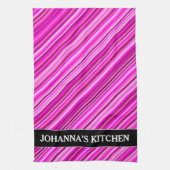 Linge De Cuisine Lignes minces en rose et magenta Motif + Nom perso (Vertical)