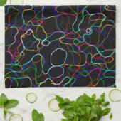 Linge De Cuisine Lignes multicolores néon (Plié)