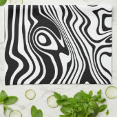 Linge De Cuisine Lignes noires et blanches Abstraites - personnalis (Plié)