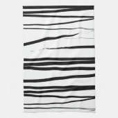 Linge De Cuisine Lignes noires et blanches modernes Art Abstrait (Vertical)
