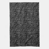 Linge De Cuisine Lignes tourbillonnant blanches en noir (Vertical)