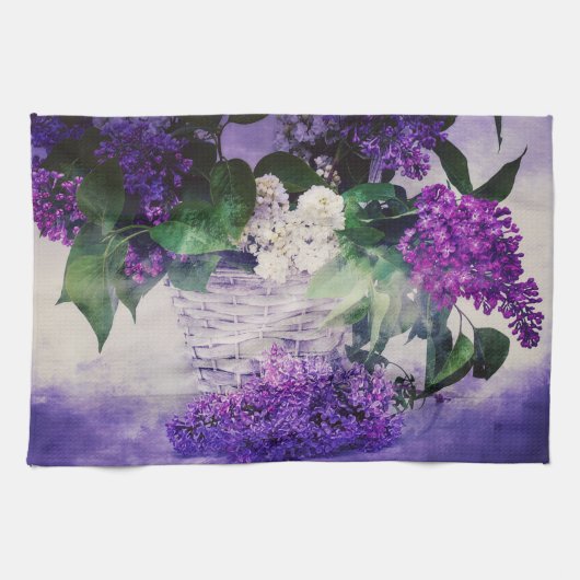 Linge De Cuisine Lilacs et panier (Horizontal)