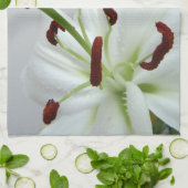 Linge De Cuisine Lily blanche. Fleur. (Plié)