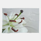 Linge De Cuisine Lily blanche. Fleur. (Horizontal)