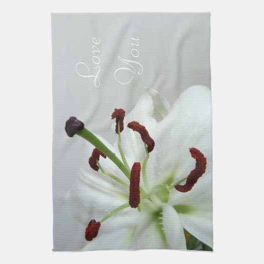 Linge De Cuisine Lily blanche.  Fleur. (Vertical)