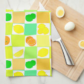 Linge De Cuisine Lime de citron vert et Motif d'oranges (Quart Plié)
