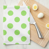 Linge De Cuisine Lime et pois blancs (Quart Plié)