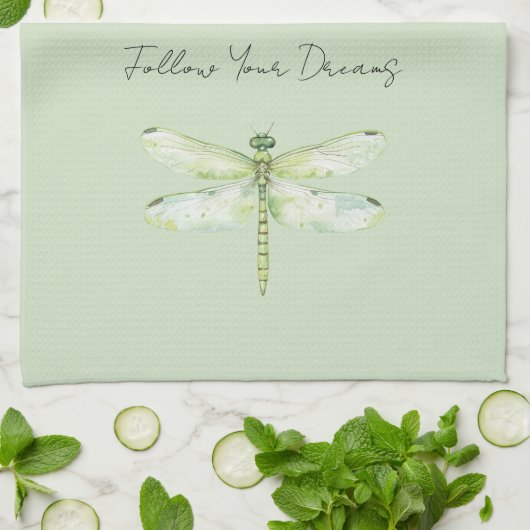 Linge De Cuisine Lime Green Dragonfly (Plié)