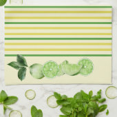 Linge De Cuisine Limes et rayures jaunes et vertes (Plié)
