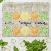 Linge De Cuisine Limite les oranges et les citrons sur l'Arrière -  (Plié)