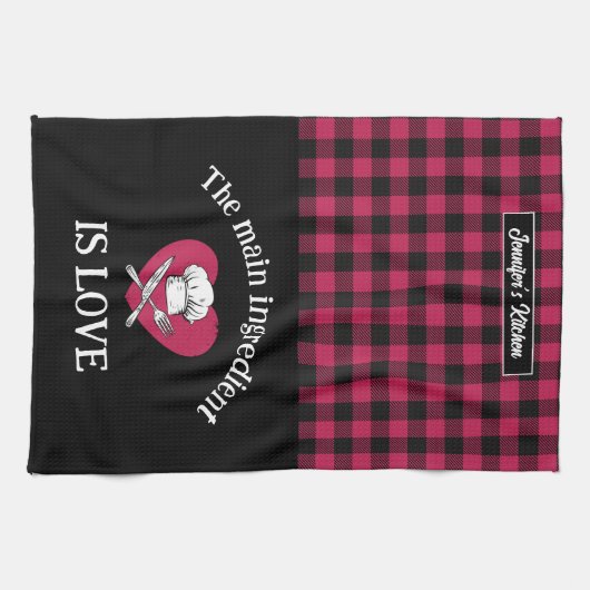 Linge De Cuisine L'ingrédient principal drôle est Love Rouge Noir P (Horizontal)