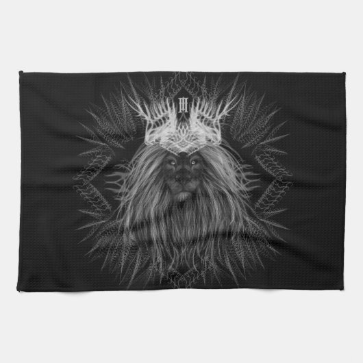 Linge De Cuisine Lion avec monogramme de couronne (Horizontal)