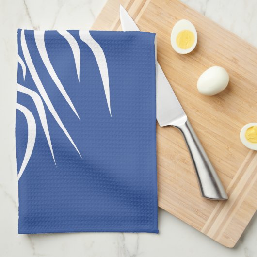 Linge De Cuisine Lion - Blanc - Bleu (Quart Plié)