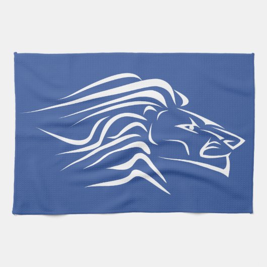 Linge De Cuisine Lion - Blanc - Bleu (Horizontal)