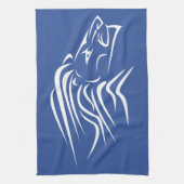 Linge De Cuisine Lion - Blanc - Bleu (Vertical)
