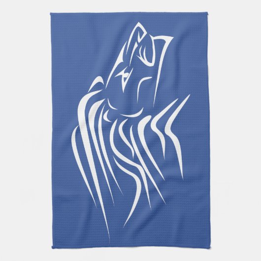 Linge De Cuisine Lion - Blanc - Bleu (Vertical)