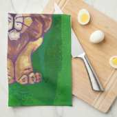 Linge De Cuisine Lion Christmas on Green (Quart Plié)