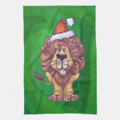 Linge De Cuisine Lion Christmas on Green (Vertical)
