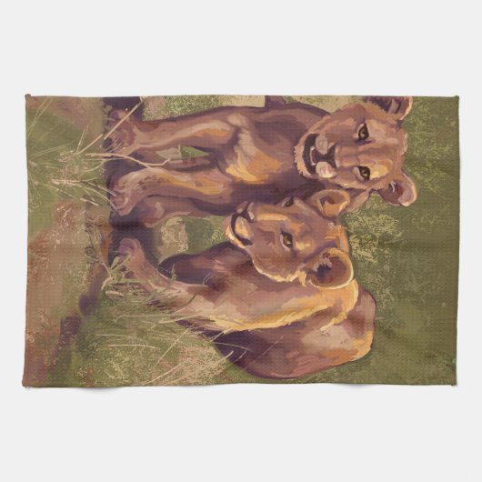 Linge De Cuisine Lion Cubs (Horizontal)
