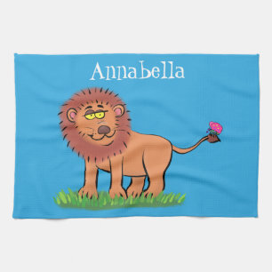 Linge De Cuisine Lion joyeux avec dessin animé de papillon