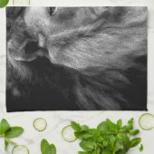 Linge De Cuisine Lion noir blanc (Plié)