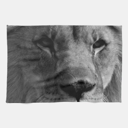 Linge De Cuisine Lion noir et blanc (Horizontal)