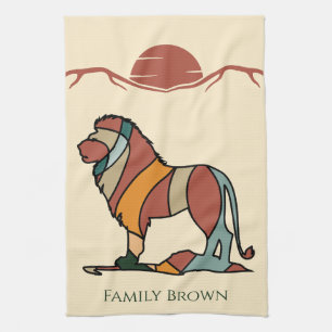 Linge De Cuisine Lion Paisible de la Savane Douce Nom de Famille Pe