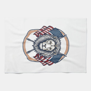 Linge De Cuisine Lion Patriotique avec Drapeaux Américains Vintage