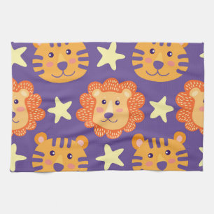 Linge De Cuisine Lions et tigres de dessin : Vintage