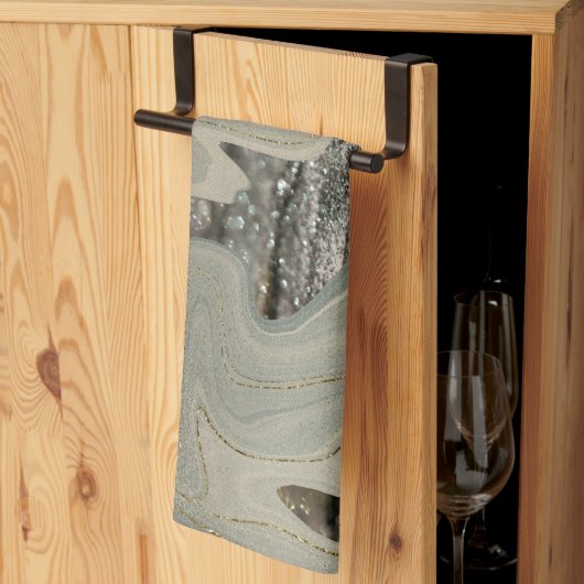 Linge De Cuisine Liquid Marble Wave Glitter Glam 1 (Pliage en tiers)