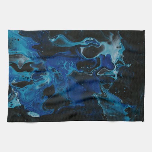 Linge De Cuisine Liquide psychédélique bleu foncé (Horizontal)