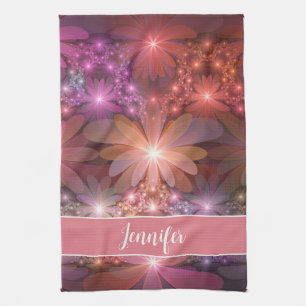 Linge De Cuisine Lit De Fleurs Couleur Abstraite Nom De L'art Fract