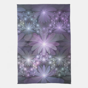 Linge De Cuisine Lit de fleurs tendance brillant art abstrait fract
