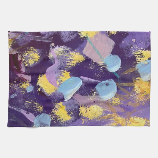 Linge De Cuisine Lively Purple and Yellow, Abstract Art (Horizontal)