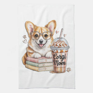 Linge De Cuisine Livres de Corgis et café glacé pour chien