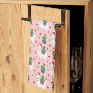Linge De Cuisine Llamas et cactus Motif de Noël