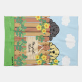 Linge De Cuisine L'observation du Labrador jaune et du Labrador noi (Horizontal)