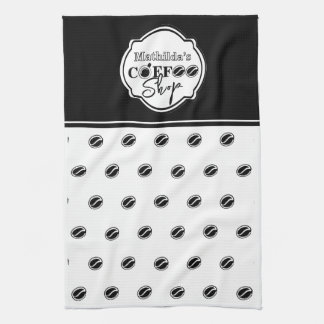 Linge De Cuisine Logo de café personnalisable pour entreprise Noir