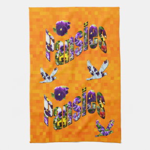 Linge De Cuisine Logo De Pansies Avec Des Doves Volantes Sansy,