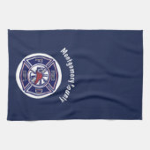 Linge De Cuisine Logo d'insigne de pompier bleu personnalisé (Horizontal)